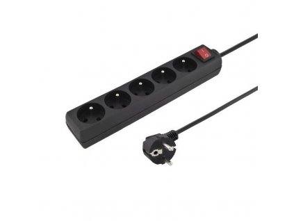 prodluzovaci kabel s vypinacem 5zasuvek 3m cerny