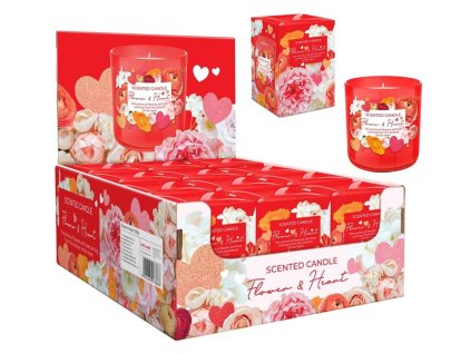 Svíčka vosková ve skle Bartek květina a srdce 0115 150g