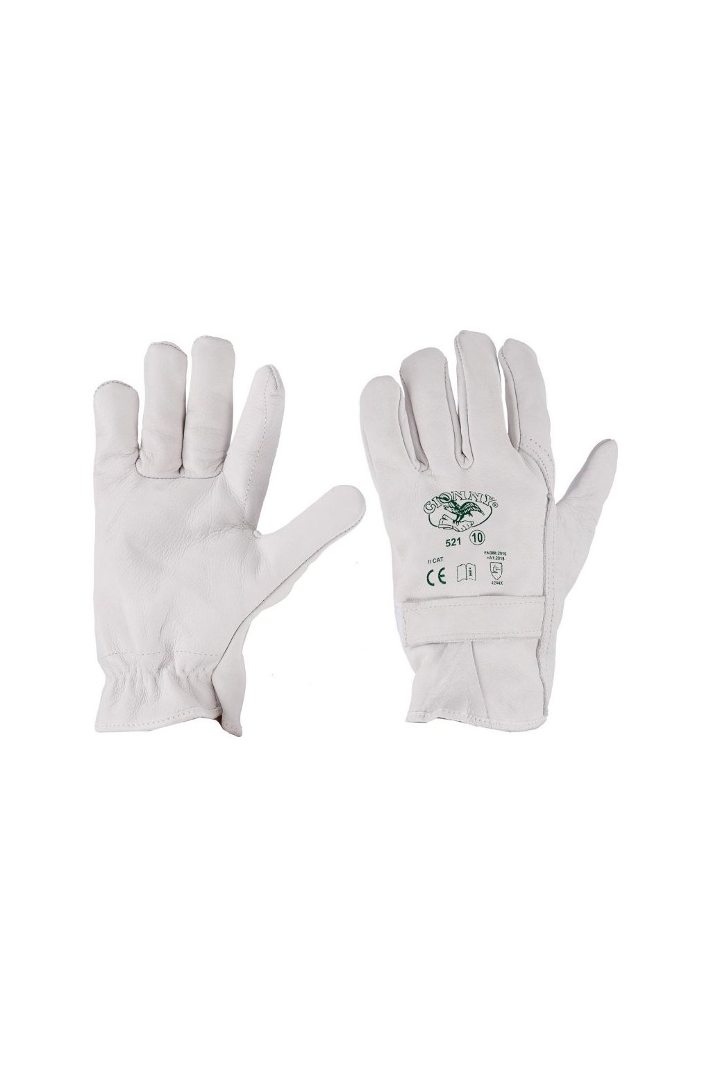 Kožené pracovní rukavice, 521 (Velikost 9, Barva LEDOVÁ)