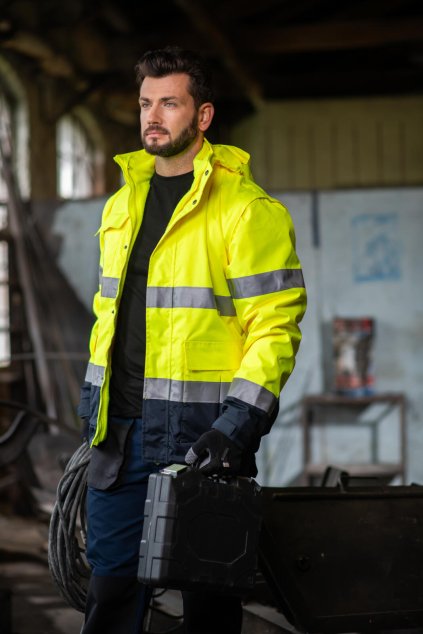 HV Guard 4 in 1 5V2 Bunda unisex (Velikost M, Barva fluorescenční žlutá)