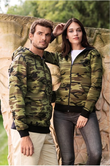 Camo Zipper C19 Mikina pánská (Velikost S, Barva 32-camouflage gray)