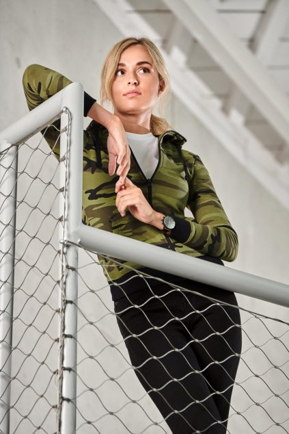 Camo Zipper C20 Mikina dámská (Velikost XS, Barva 32-camouflage gray)