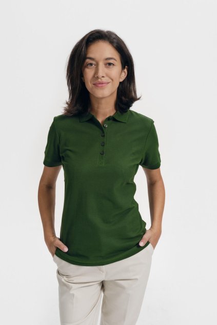 Cotton 213 Polokošile dámská (Velikost S, Barva 06-lahvově zelená)