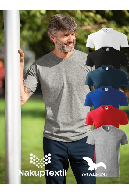 Heavy V-neck 111 Tričko unisex (Velikost S, Barva 00-Bílá)