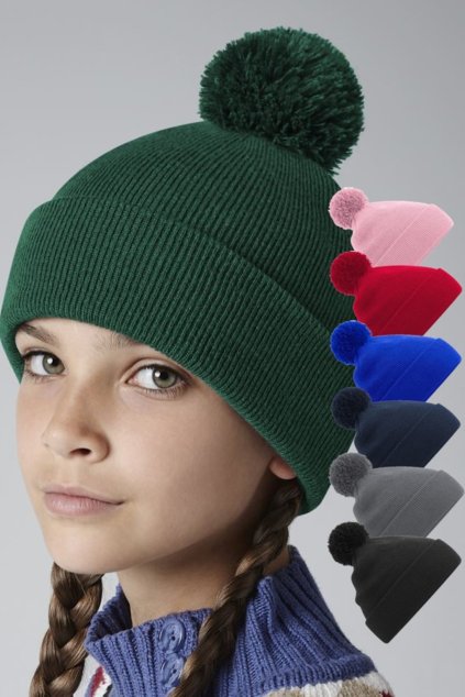 Dětská pletená čepice s bambulí, Beechfield