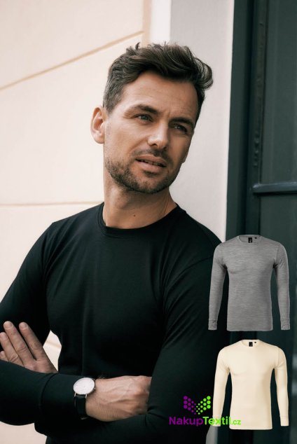 Merino Rise LS 159 Triko pánské (Velikost XL, Barva 12-tmavě šedý melír)