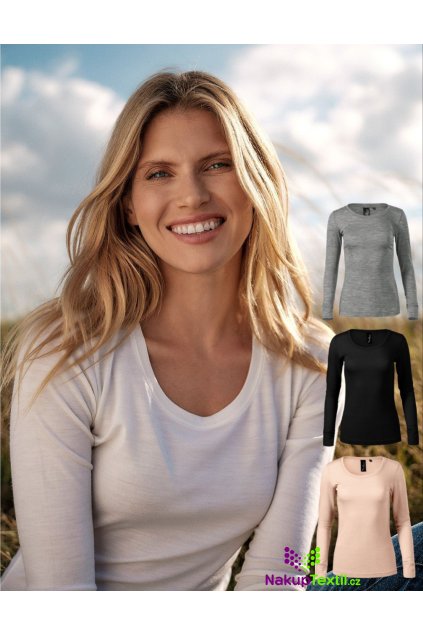 Merino Rise LS 160 Triko dámské (Velikost S, Barva 12-tmavě šedý melír)