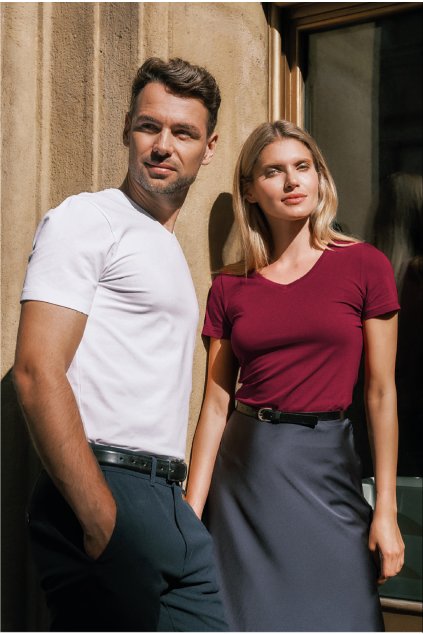 Action V-neck 700 Tričko pánské (Velikost S, Barva 86-garnet)