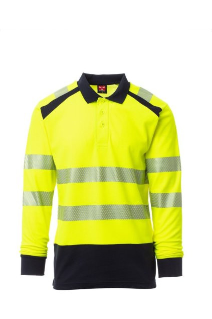 Pánská pracovní reflexní polokošile s dlouhým rukávem ROAD WINTER, Payper (Velikost XS, Barva ŽLUTÁ FLUO/NÁMOŘNICK)