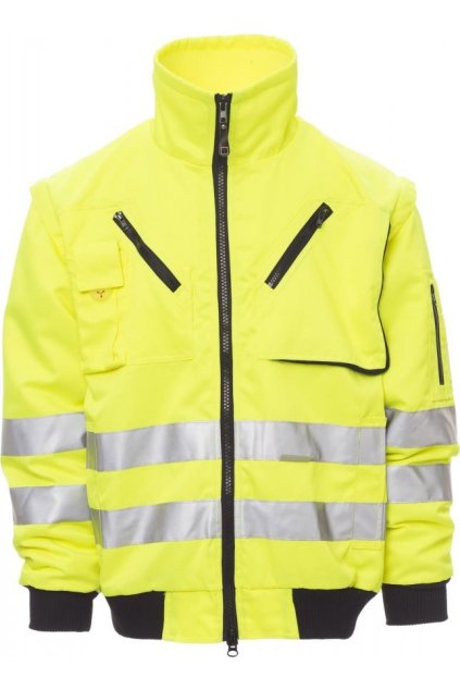 Pánská reflexní bunda s odepínacími rukávy STREET, Payper (Velikost S, Barva ŽLUTÁ FLUO)