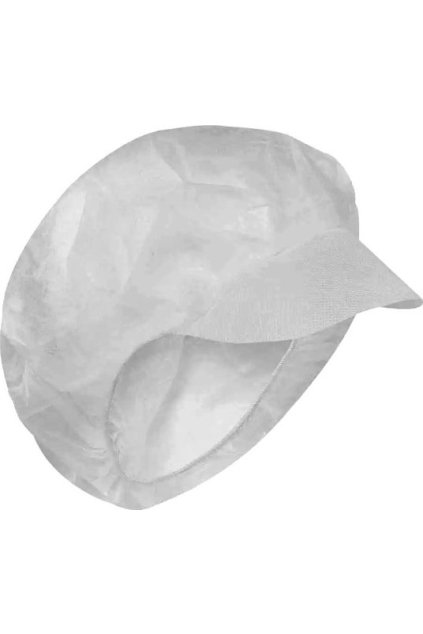 Ochranna cepice jednorazova z netkane textilie, s ksiltem a siťkou na vlasy, PP-U-06 HEAD COVER WITH DUCK TONGUE (Barva BÍLÁ)
