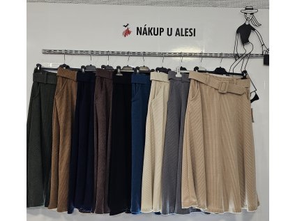 Žebrovaná midi sukně