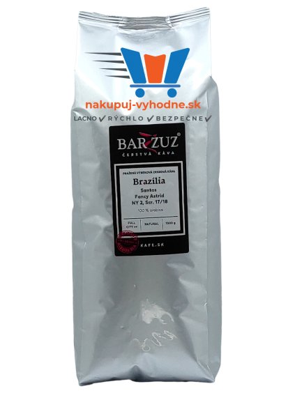 Barzzuz Brazília Santos, 100% Arabica, zrnková káva, 1000 g