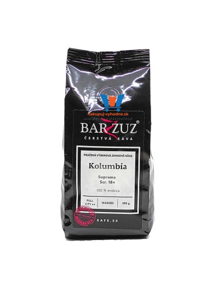 Barzzuz Colombia, 100% Arabica, zrnková káva, 250 g