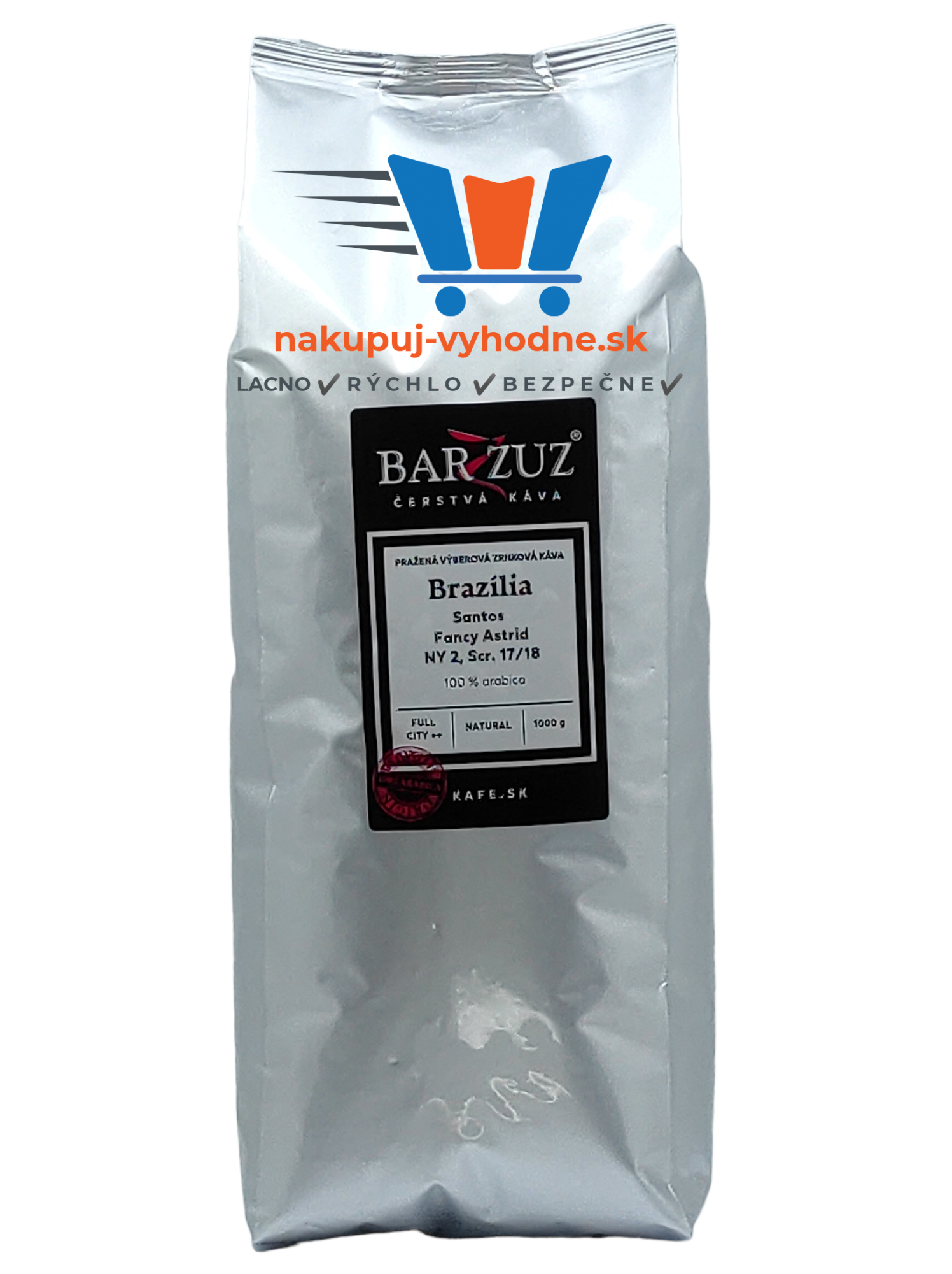 Brazília Santos, 100% Arabica, zrnková káva, 1000 g