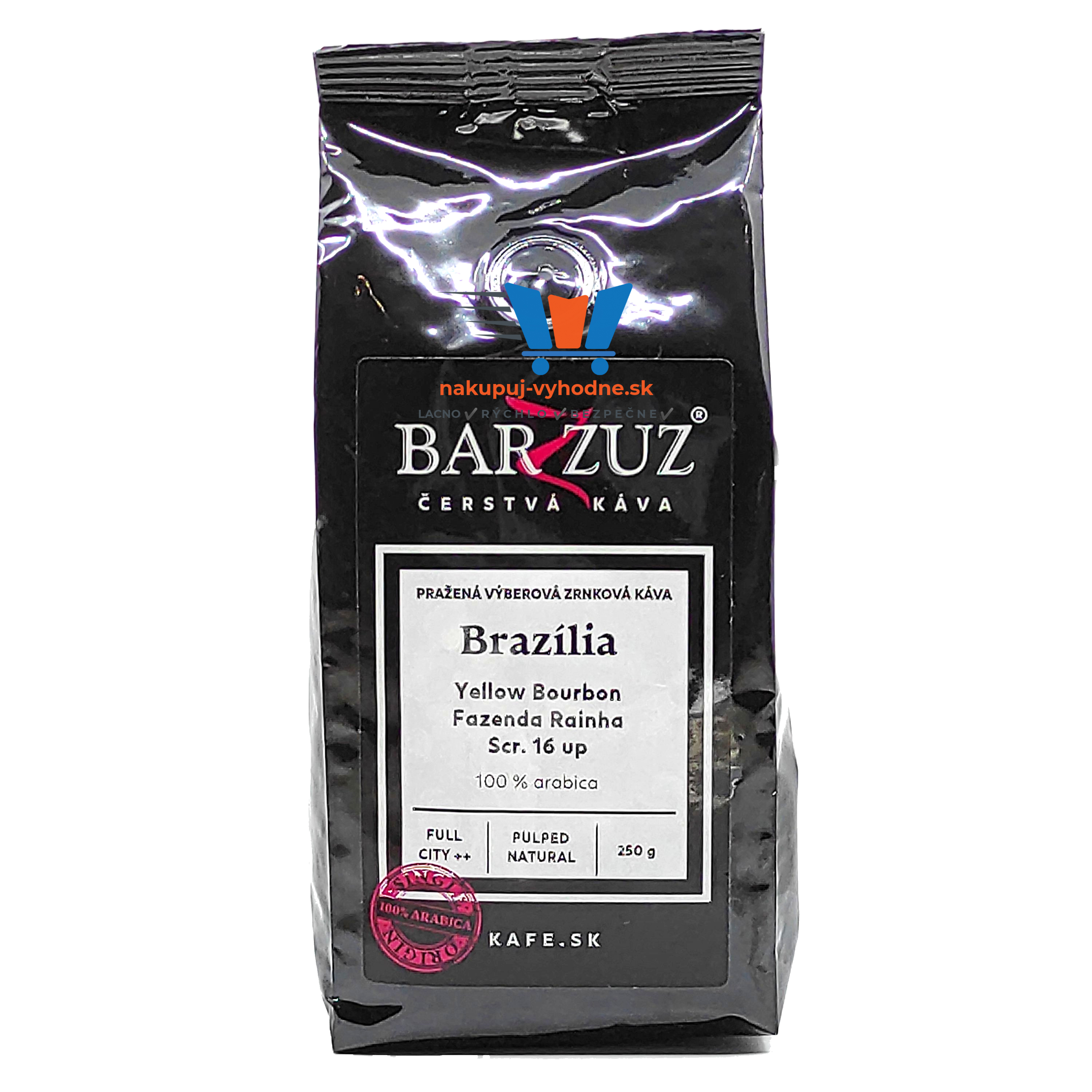 Brazília Yellow Bourbon, 100% Arabica, zrnková káva, 250 g