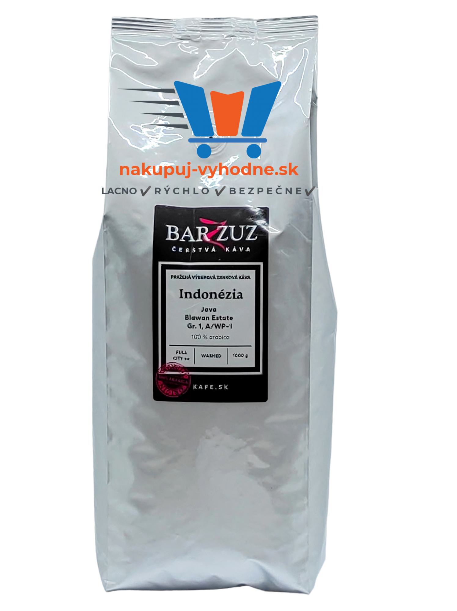 Indonesia Java Blawan, 100% Arabica, zrnková káva, 1000 g