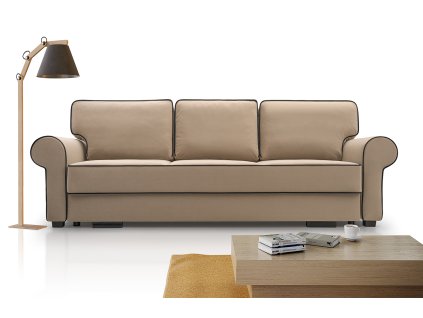 Pohovka Bela béžová/černý pruh