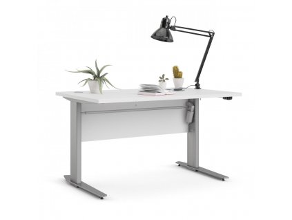 Výškově nastavitelný psací stůl Office 80400/382 bílá/silver grey
