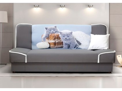 Pohovka Rallye šedá/kočky