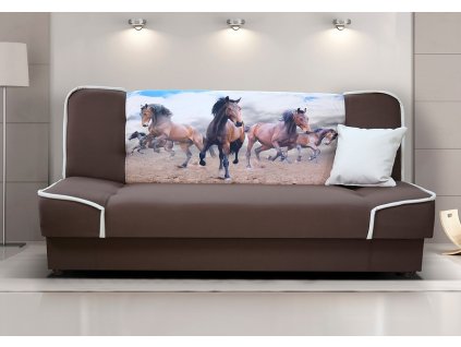 Pohovka Rallye hnědá/koně A