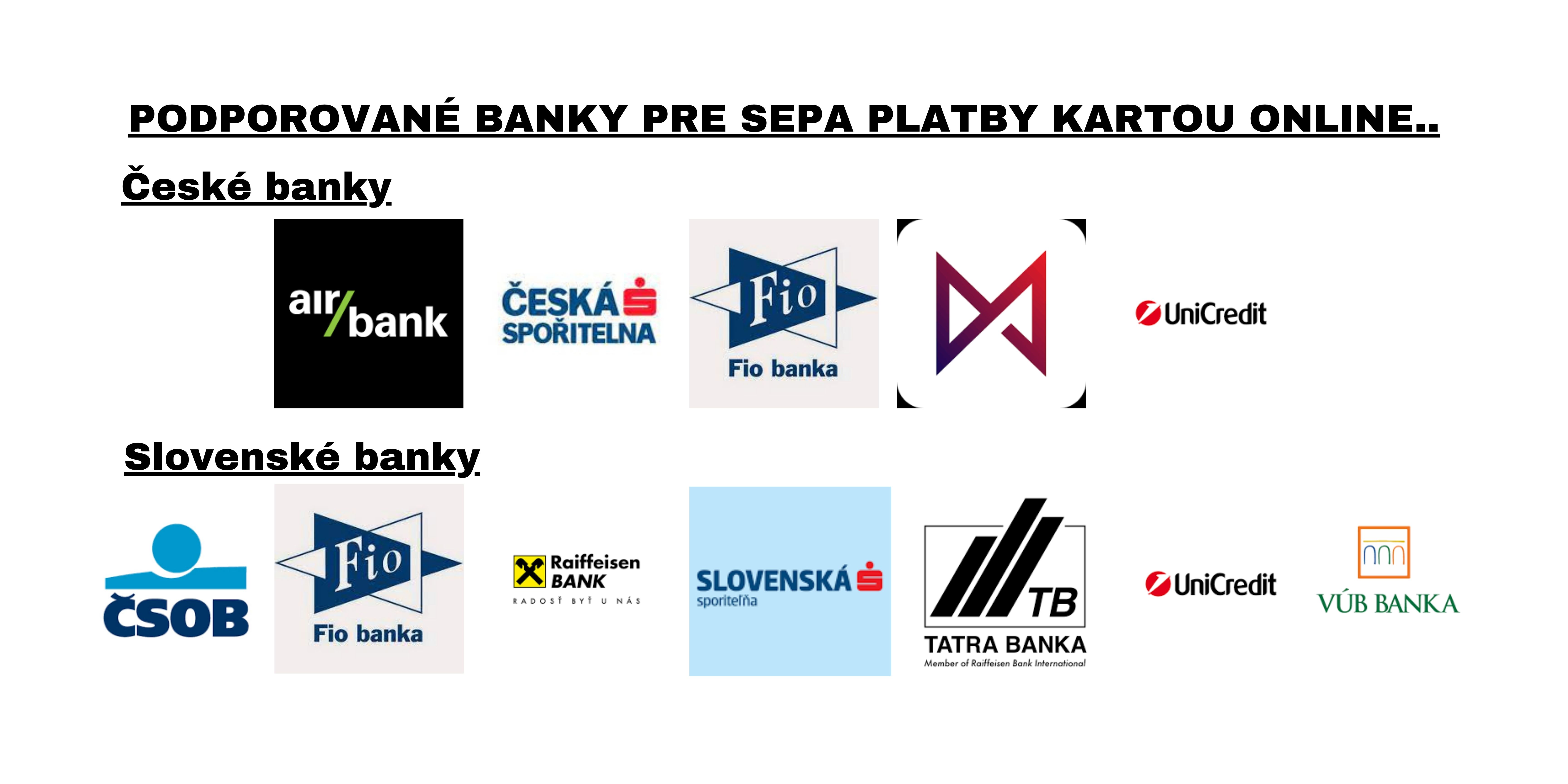 Podporované banky pre SEPA platby kartou online...