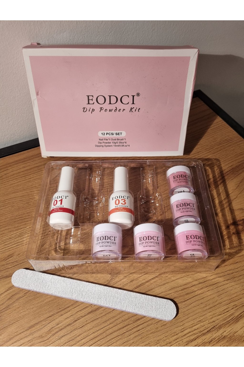 EODCI 12 ks Dip Powder Nail Kit Starter, 6 farieb, NEKOMPLETNÉ BALENIE!