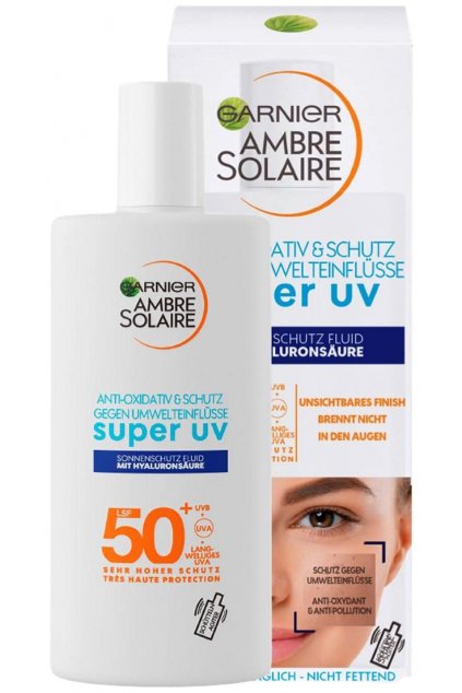 Garnier Ambre Solaire Super UV Ochranný fluid na tvár SPF 50+ 40 ml