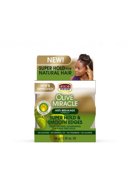 African Pride Olive Miracle Silky Smooth Edges gél na vlasy, 64g