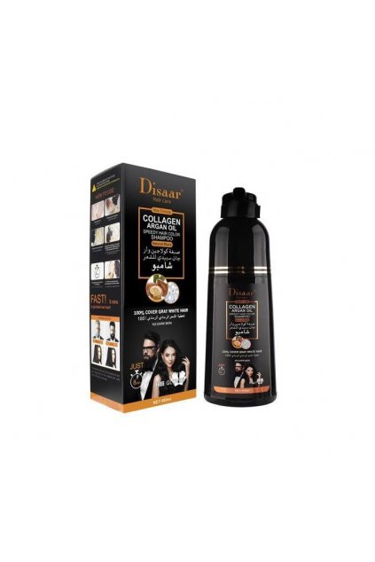 Disaar šampón, farba na vlasy & starostlivosť s arganovým olejom a kolagénom-Natural Black, 400ml