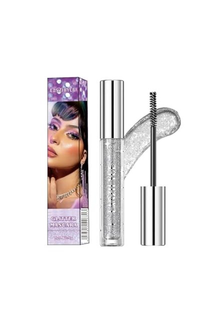 QICIY Glitter Mascara dlhotrvajúca, objemná riasenka s jemným diamantovým leskom, strieborný trbliet 5g