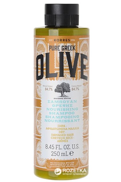 KORRES Pure Greek Olive Vyživujúci šampón na suché a poškodené vlasy 250ml
