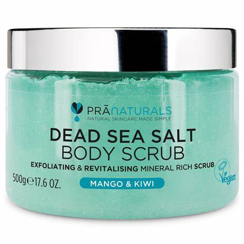 PraNaturals Dead Sea Salt Telový Peeling Mango & Kiwi, 500g