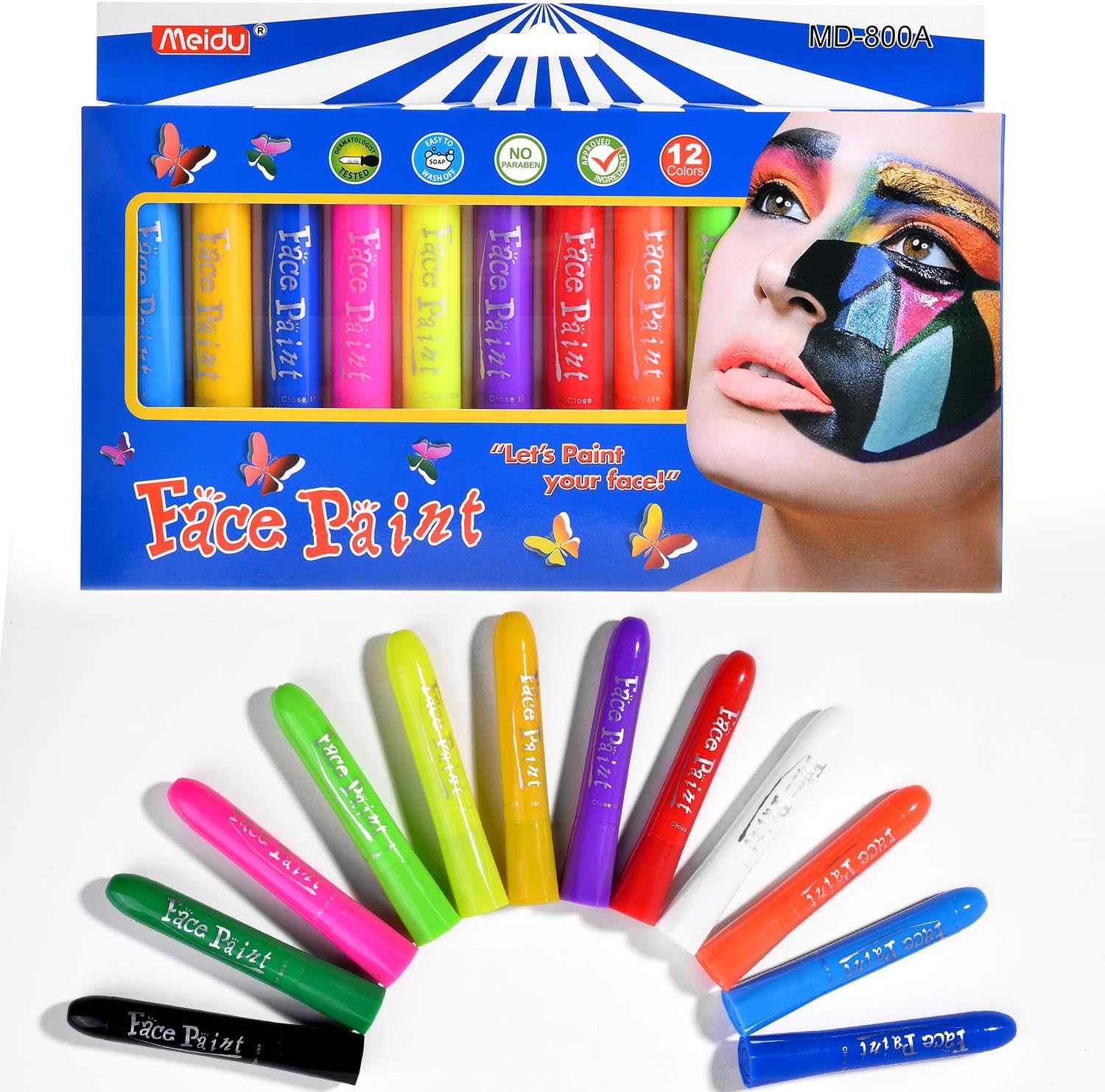MeiduGaga Face paint - farby na tvár 12farieb