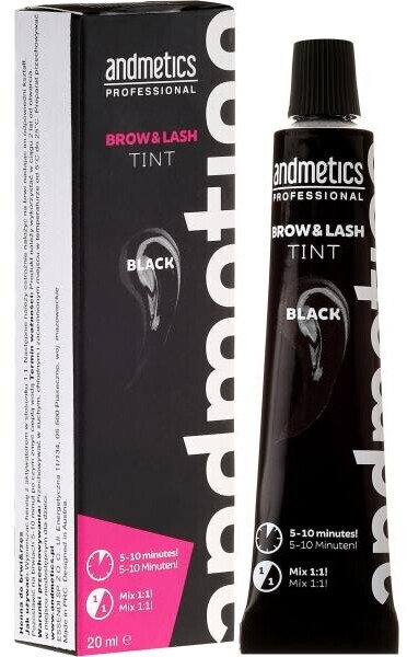 Andmetics Professional Tint na obočie a riasy, 1. black, 20 ml