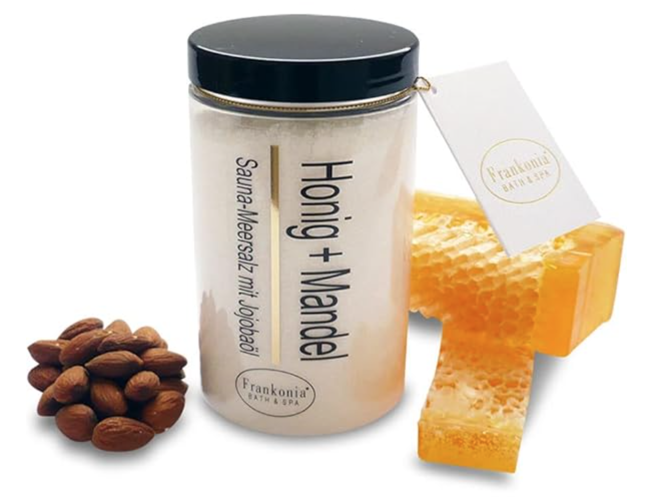 Frankonia Bath & Spa Peelingová soľ do sauny Honig + Mandel, 400g