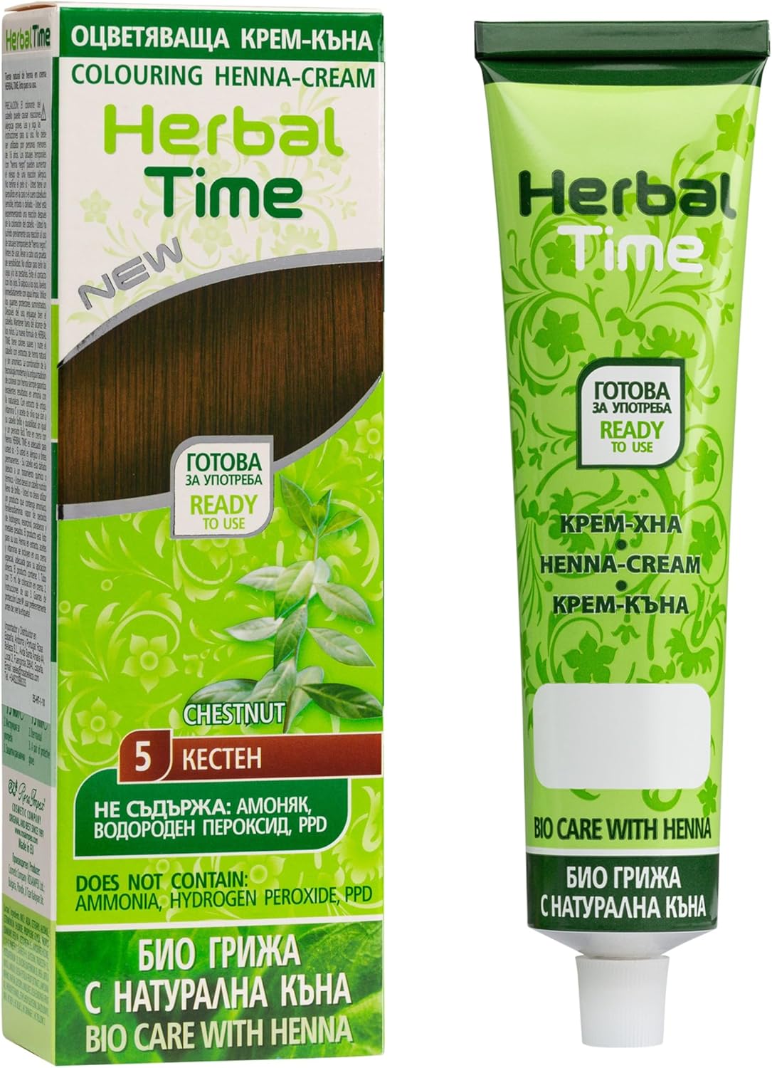 Herbal Time Henna Natural Cream Color 5 Chestnut 75ml