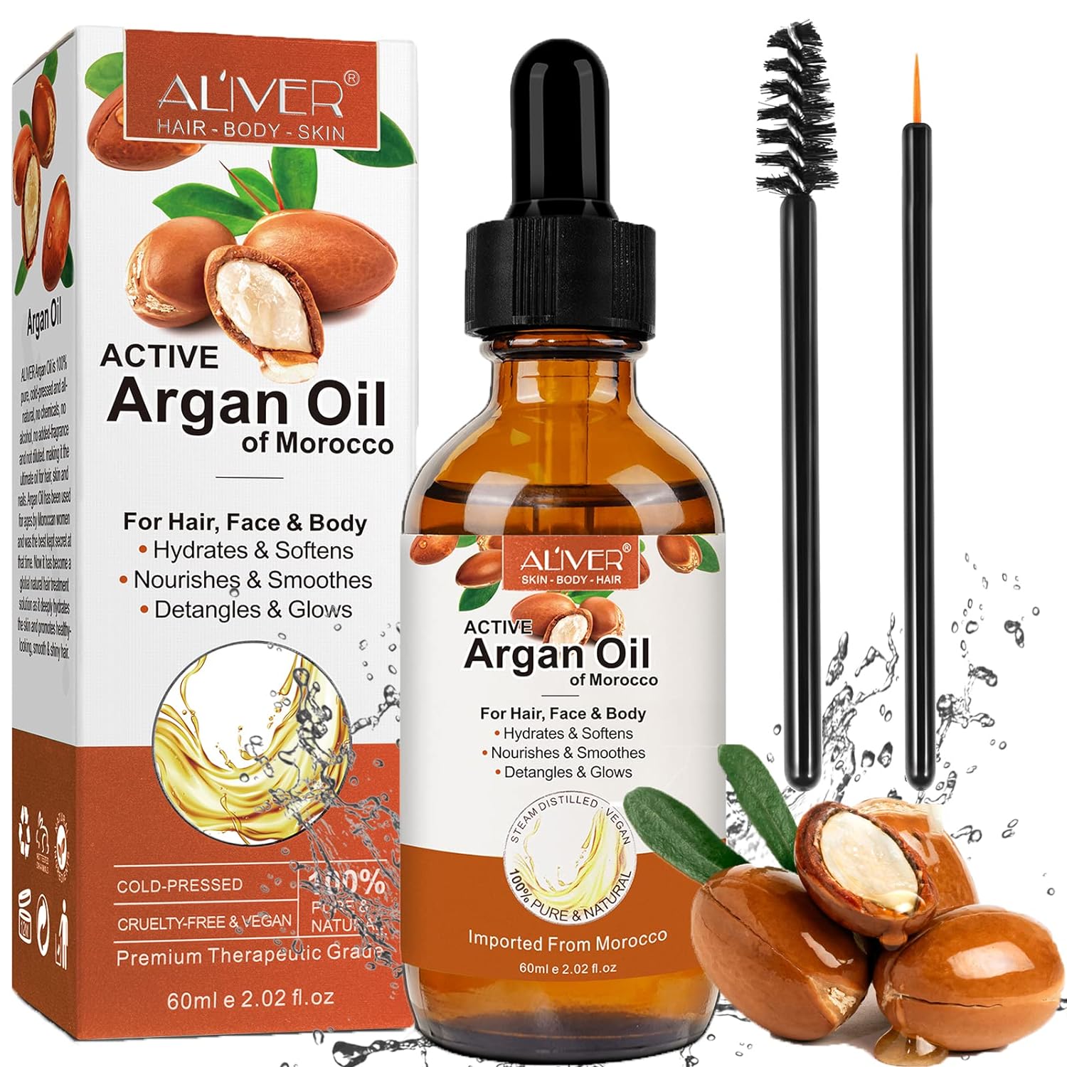 ALIVER arganový olej z Maroka na rast vlasov, 60 ml
