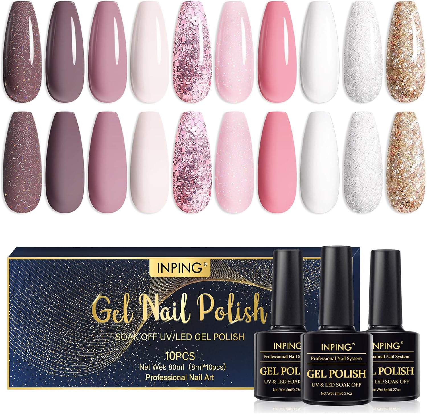 INPING Gel Laky Na Nechty - Christmas Kit 10x8ml