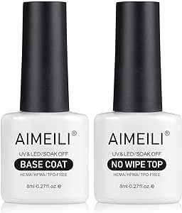 AIMEILI Base and Top Coat, 2 x 8 ml