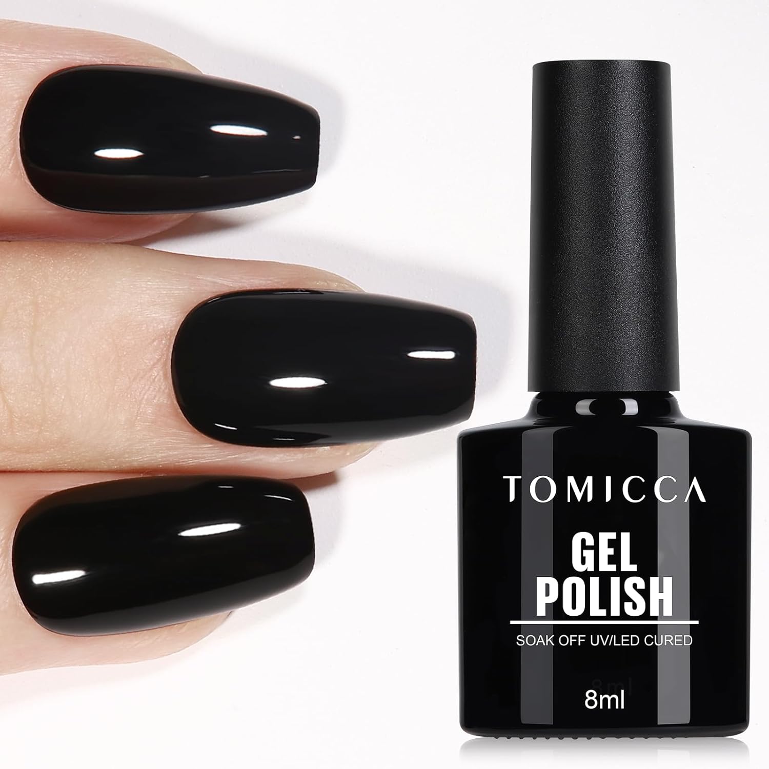 Tomicca Čierny gélový lak na nechty, 15 ml - GB13
