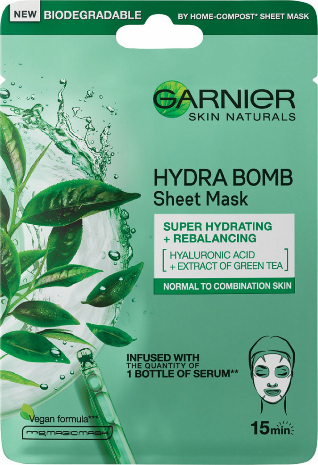 Garnier pleťová maska Hydra Bomb zelený čaj, 28 g