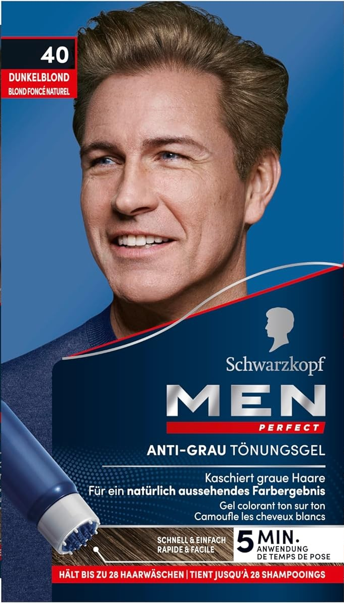 Schwarzkopf Tónovací gél na šedivé vlasy pre mužov- 40 prírodná tmavá blond