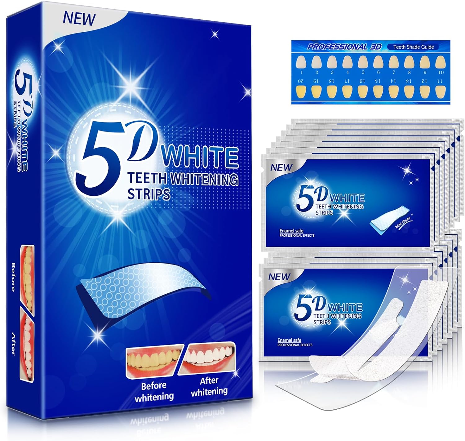 5D White 5D biele bieliace prúžky na zuby