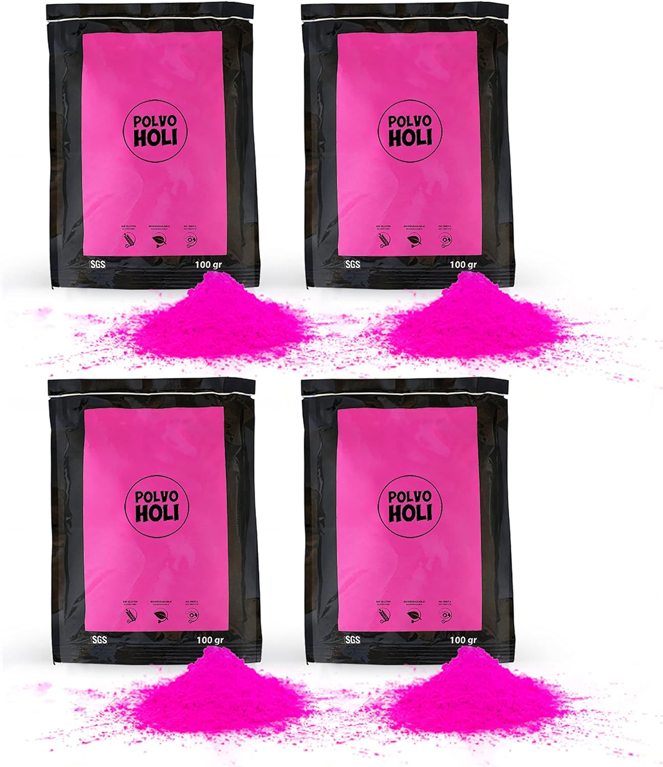 POLVO HOLI - farba na tvár,balenie 4 vrecúšok Holi po 100 gramov