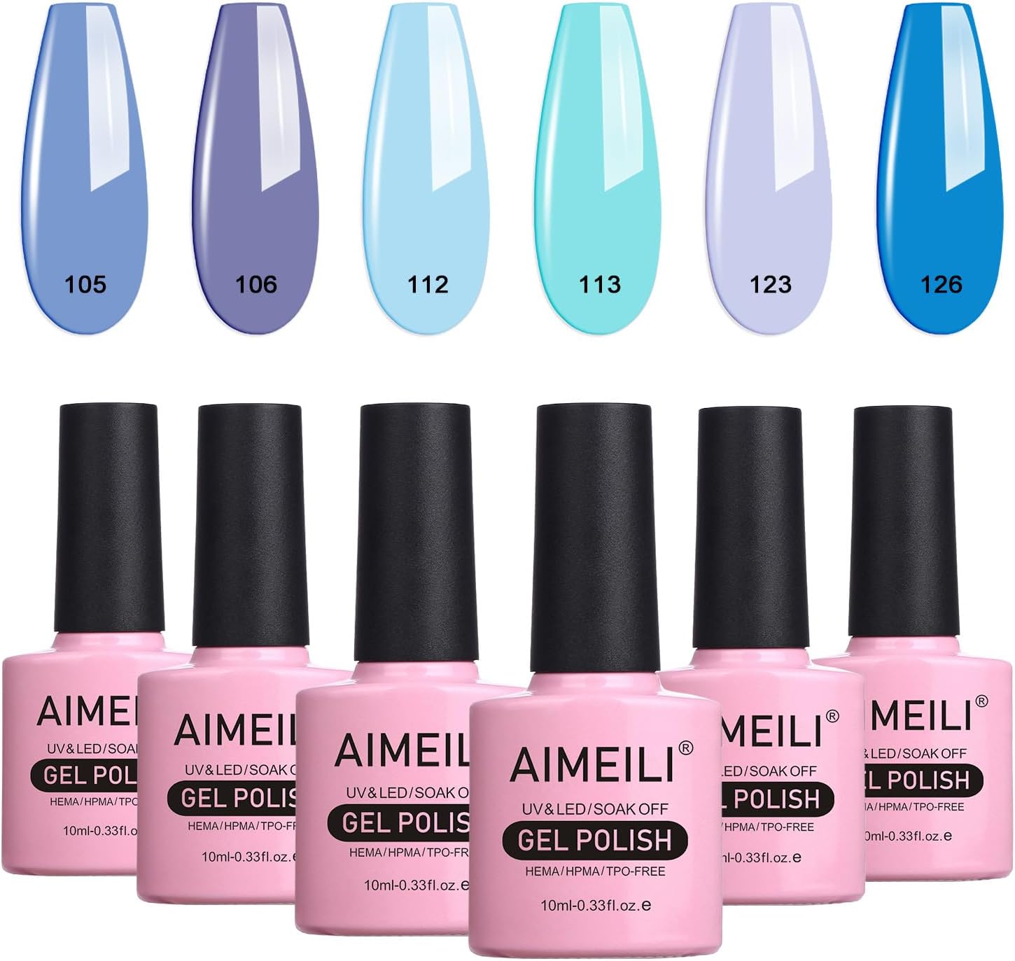 AIMEILI Sada32 6 gélových lakov na nechty, 6 x 10 ml