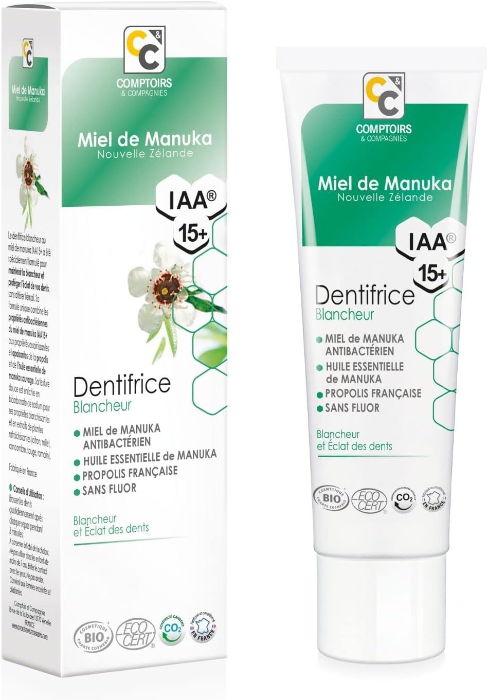 COMPTOIRS ET COMPAGNIES COMPTOIRS - Bieliaca zubná pasta s manukovým medom IAA15+, 75 ml