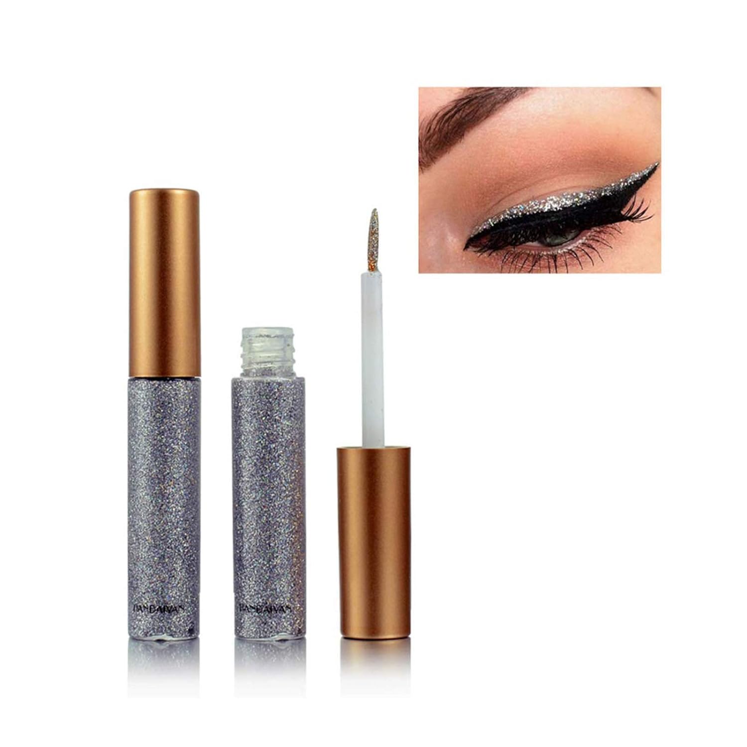 HANDAIYAN Glitter Liquid Eyeliner Waterproof Shimmer Strieborná