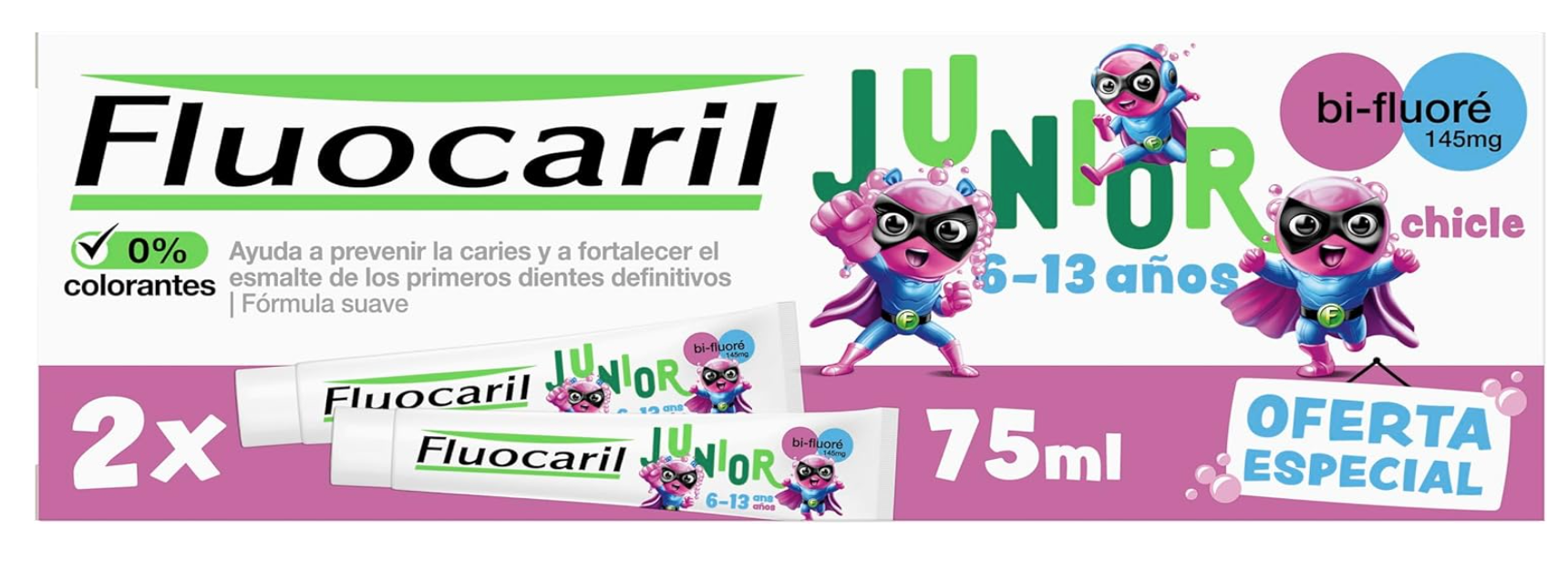Fluocaril Junior 6-12 rokov bifluórovaný 145mg zubná pasta pre deti 2x75ml