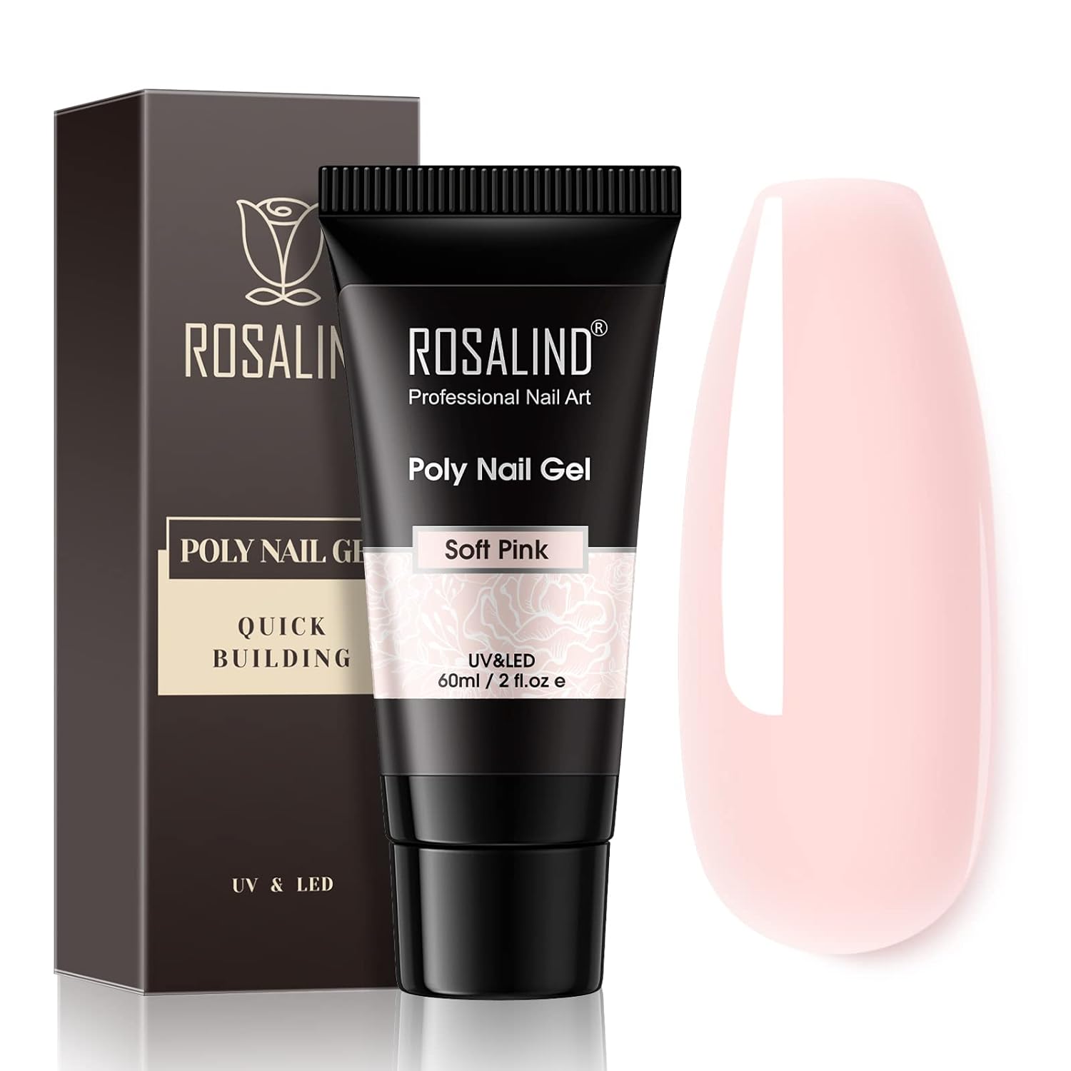 ROSALIND ružový polyesterový gél na nechty, 60 ml